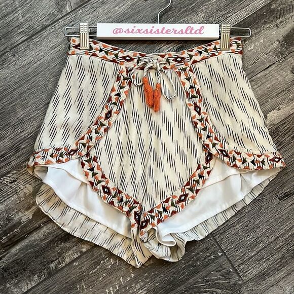 JAPNA colorful patterned shorts lined lightweight fabric elastic waist SZ M - Picture 6 of 11